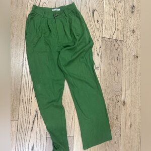 Reformation Women's Green pleaded Trousers